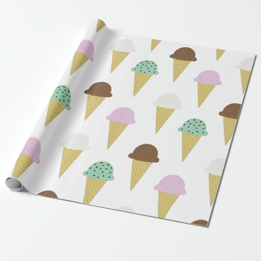Sweet Ice Cream Cones Treat Party Cadeaupapier (Uitgerold)