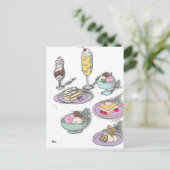 Sweet Ice Cream Desserts Retro French Briefkaart (Staand voorkant)