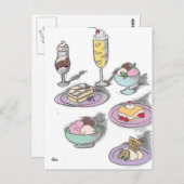 Sweet Ice Cream Desserts Retro French Briefkaart (Voorkant / Achterkant)
