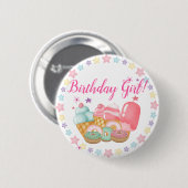 Sweet Ice Cream, Donut Birthday, elke leeftijd Ronde Button 5,7 Cm (Voorkant /achterkant)