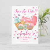 Sweet Ice Cream, Donut Birthday, elke leeftijd Save The Date (Staand voorkant)