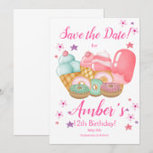 Sweet Ice Cream, Donut Birthday, elke leeftijd Save The Date (Voorkant / Achterkant)