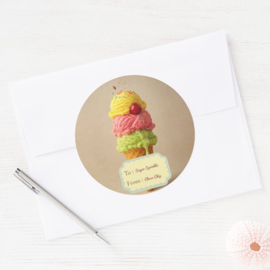 Sweet Ice Cream Gift Sticker – met aan/van label (Envelop)