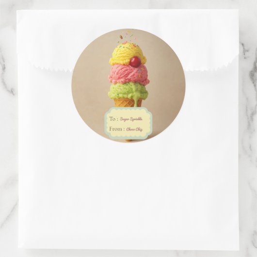 Sweet Ice Cream Gift Sticker – met aan/van label (Tas)