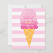 Sweet Ice Cream Girl roze 1e verjaardag uitnodigin (Achterkant)