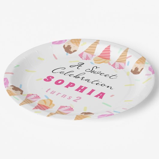 Sweet Ice Cream Party Papieren Bordje (Gekanteld)
