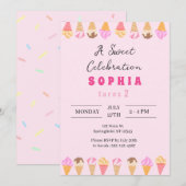 Sweet Ice Cream Party Uitnodiging (Voorkant / Achterkant)