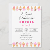 Sweet Ice Cream Party Uitnodiging (Voorkant)