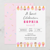 Sweet Ice Cream Party Uitnodiging (Voorkant / Achterkant)