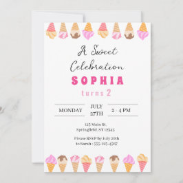 Sweet Ice Cream Party Uitnodiging