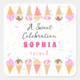 Sweet Ice Cream Party Vierkante Sticker