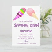 Sweet ICE CREAM regenboogkleuren, Uitnodiging (Staand voorkant)