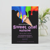 Sweet ICE CREAM regenboogkleuren, Uitnodiging (Staand voorkant)