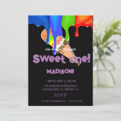 Sweet ICE CREAM regenboogkleuren, Uitnodiging (Staand voorkant)