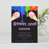 Sweet ICE CREAM regenboogkleuren, Uitnodiging (Staand voorkant)