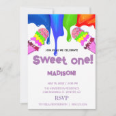Sweet ICE CREAM regenboogkleuren, Uitnodiging (Voorkant)