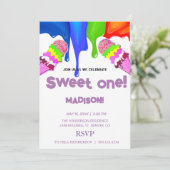 Sweet ICE CREAM regenboogkleuren, Uitnodiging (Staand voorkant)