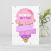 Sweet Ice Cream Roze Paarse Verjaardag Kaart (Staand voorkant)