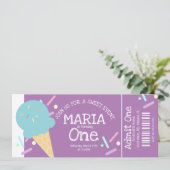 Sweet Ice Cream Sprinkles Birthday Ticket Party Kaart (Staand voorkant)
