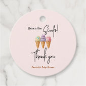 Sweet Ice Cream Summer Here Scoop Baby shower Bedankjes Labels (Voorkant)