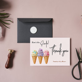 Sweet Ice Cream Summer Here Scoop Baby shower Bedankkaart