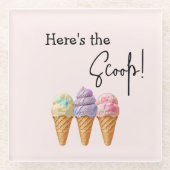 Sweet Ice Cream Summer Here Scoop Baby shower Glazen Onderzetter (Voorkant)
