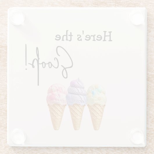 Sweet Ice Cream Summer Here Scoop Baby shower Glazen Onderzetter (Achterkant)