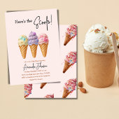Sweet Ice Cream Summer Here Scoop Baby shower Kaart