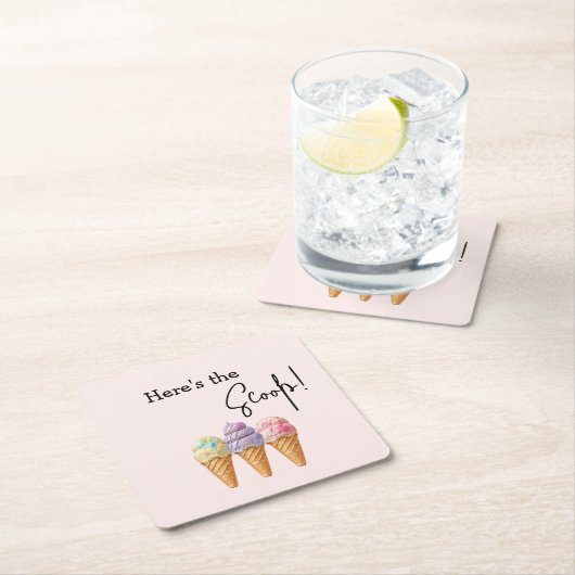 Sweet Ice Cream Summer Here Scoop Baby shower Kartonnen Onderzetters (Insitu)