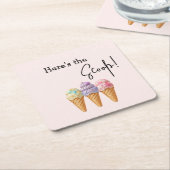 Sweet Ice Cream Summer Here Scoop Baby shower Kartonnen Onderzetters (Schuin)