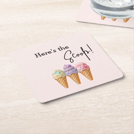 Sweet Ice Cream Summer Here Scoop Baby shower Kartonnen Onderzetters (Schuin)