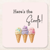Sweet Ice Cream Summer Here Scoop Baby shower Kartonnen Onderzetters (Voorkant)