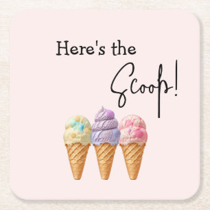 Sweet Ice Cream Summer Here Scoop Baby shower Kartonnen Onderzetters