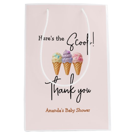 Sweet Ice Cream Summer Here Scoop Baby shower Medium Cadeauzakje (Voorkant)
