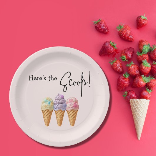 Sweet Ice Cream Summer Here Scoop Baby shower Papieren Bordje