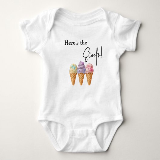 Sweet Ice Cream Summer Here Scoop Baby shower Romper (Voorkant)