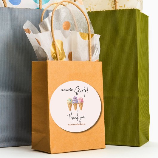 Sweet Ice Cream Summer Here Scoop Baby shower Ronde Sticker