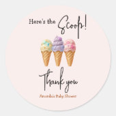 Sweet Ice Cream Summer Here Scoop Baby shower Ronde Sticker (Voorkant)