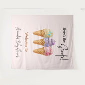 Sweet Ice Cream Summer Here Scoop Baby shower Wandkleed (Voorkant (horizontaal))