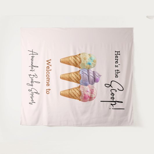 Sweet Ice Cream Summer Here Scoop Baby shower Wandkleed (Voorkant (horizontaal))
