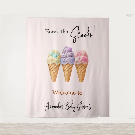 Sweet Ice Cream Summer Here Scoop Baby shower Wandkleed (Voorkant)