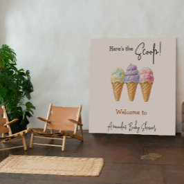 Sweet Ice Cream Summer Here Scoop Baby shower Wandkleed