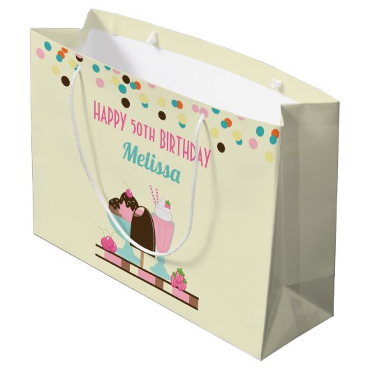 Sweet Ice Cream Sundae & Strawberry Float Groot Cadeauzakje (Achterkant Gekanteld)