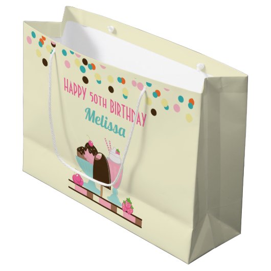 Sweet Ice Cream Sundae & Strawberry Float Groot Cadeauzakje (Voorkant Gekanteld)