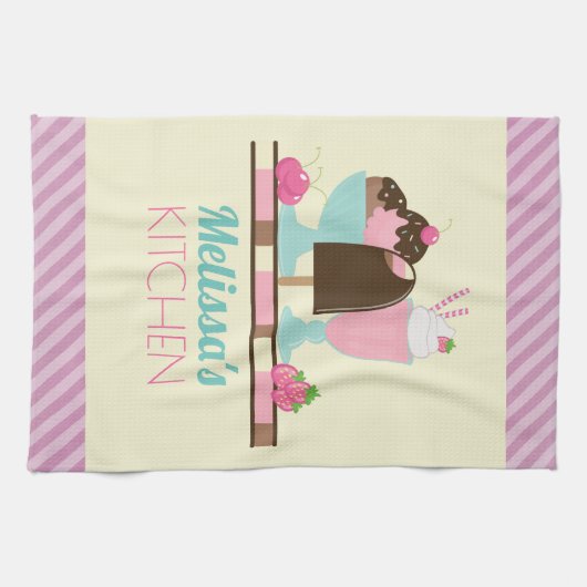 Sweet Ice Cream Sundae & Strawberry Float Theedoek (Horizontaal)