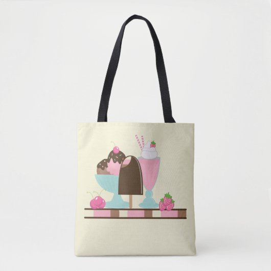 Sweet Ice Cream Sundae & Strawberry Float Tote Bag (Voorkant)
