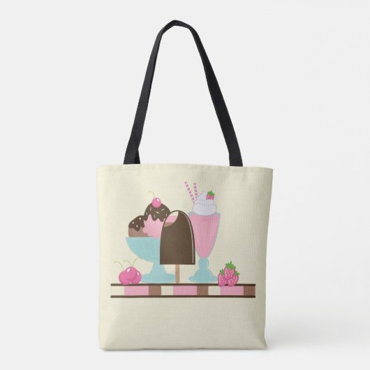 Sweet Ice Cream Sundae & Strawberry Float Tote Bag (Achterkant)