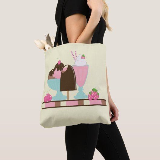 Sweet Ice Cream Sundae & Strawberry Float Tote Bag (Dichtbij)