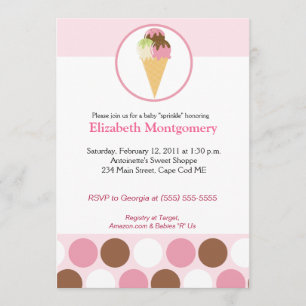 Sweet Ice Cream Treat Baby shower Sprinkle 5x7 Kaart