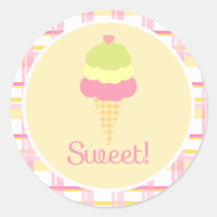 Sweet Ice Cream Verjaardagscupcake Toppers / Stick Ronde Sticker